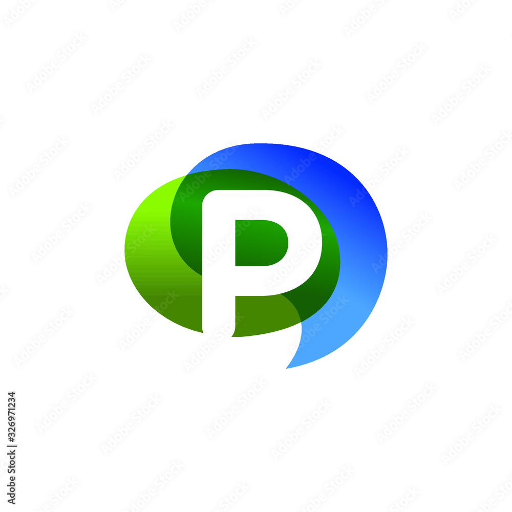 Initial Letter P with Colorful Bubble Speech Initial Letter P with Colorful Bubble Speech