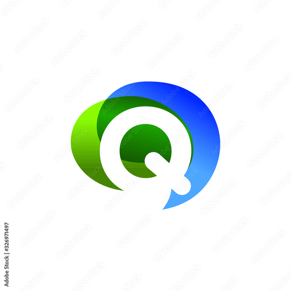 Initial Letter Q with Colorful Bubble Speech Initial Letter Q with Colorful Bubble Speech