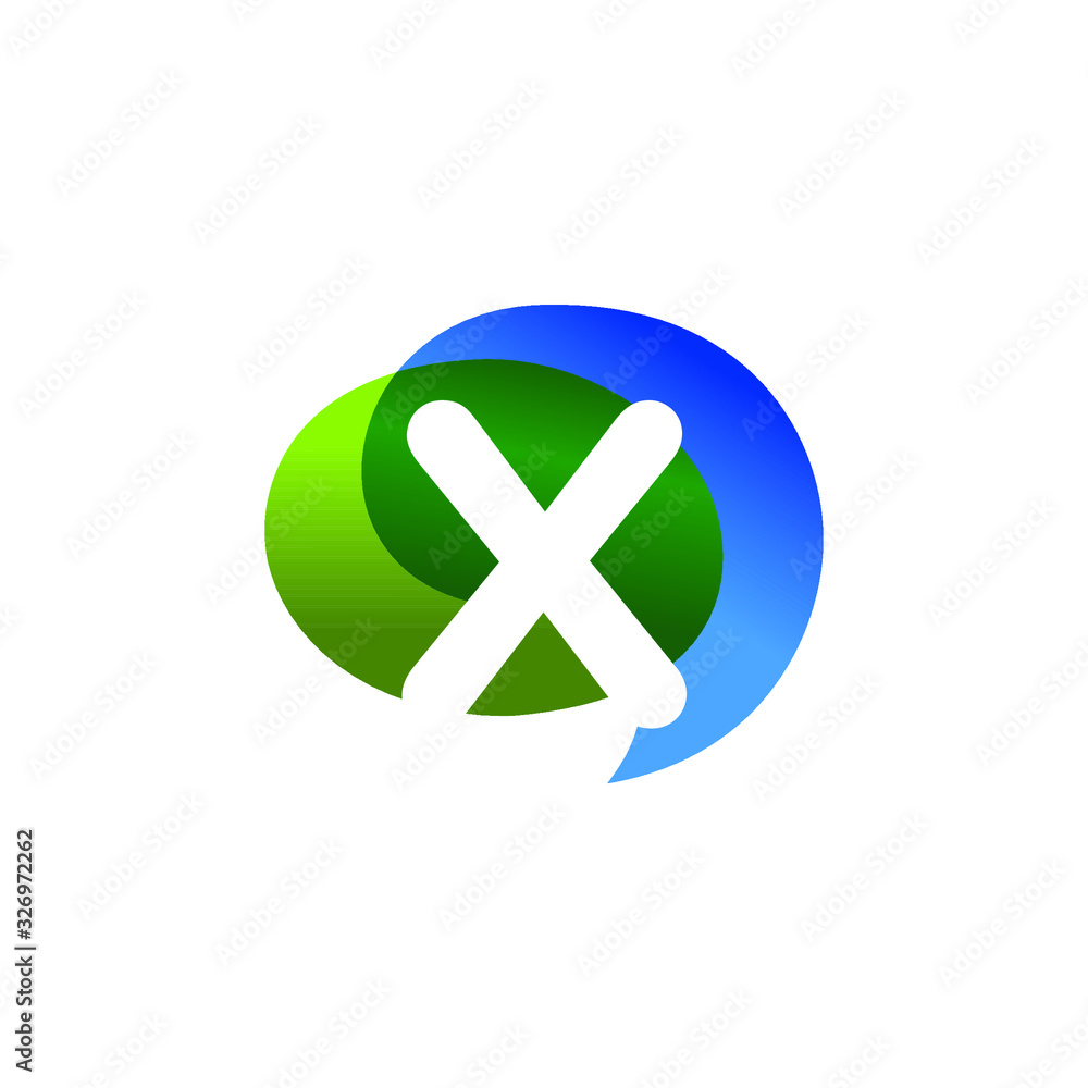 Fototapeta premium Initial Letter X with Colorful Bubble Speech