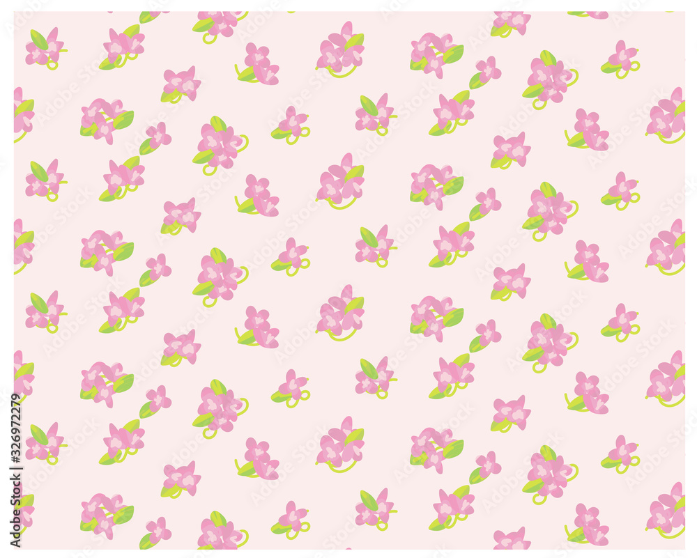ピンク色の小花柄　イラスト