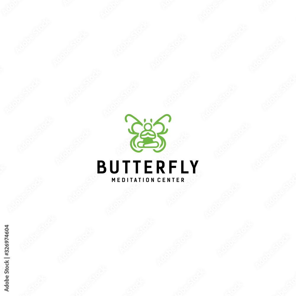 Butterfly logo and meditation, perfect for the fitness business