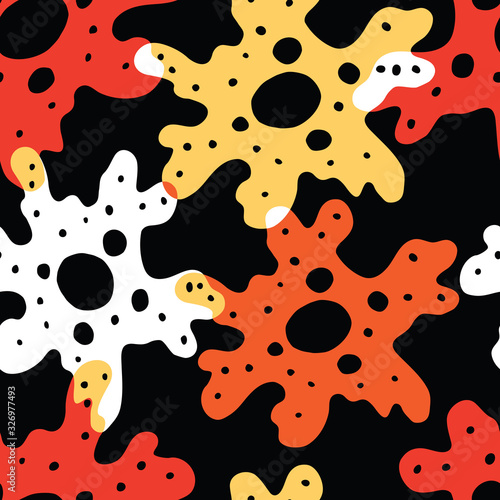 Seamless background of silhouettes colorful amoebas