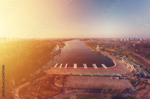 Jezioro Maltanskie i tor regatowy w Poznaniu, widok z lotu ptaka