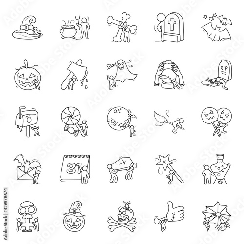 Fototapeta Naklejka Na Ścianę i Meble -   Scary Character Doodle Vectors Pack 