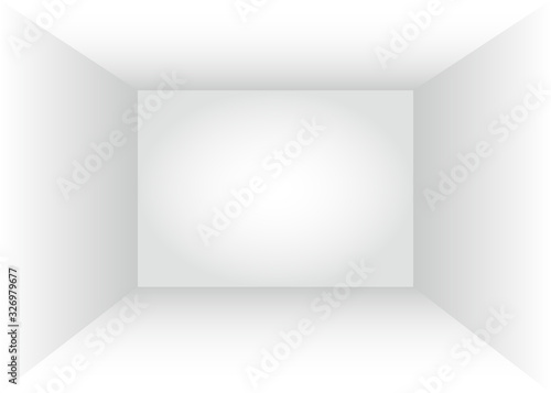 Empty white room indoor. Mockup inner space of box for exhibition, advertising and presentation. Vector illustration