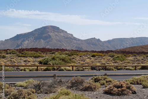 Road inside caldera of Volcano Teide, Tenerife island, Canary islands, Spain