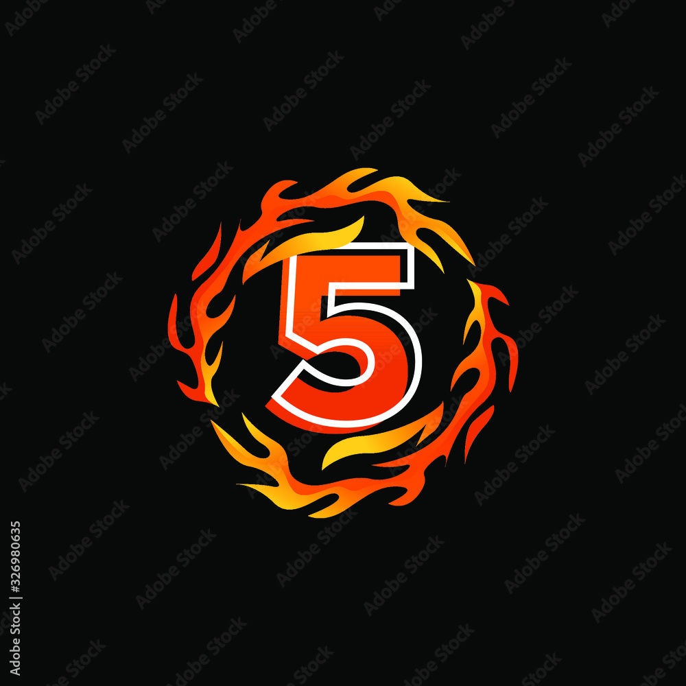 Obraz premium Initial Number 5 inside Fire Elements