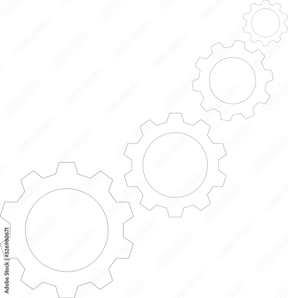 4 gears on a white background