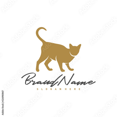 Cat logo vector design template  Silhouette Cat logo  Illustration