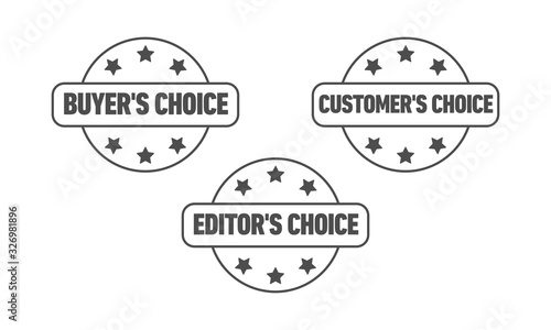Set of three vector badges - editors choice, customers choice, buyers choice