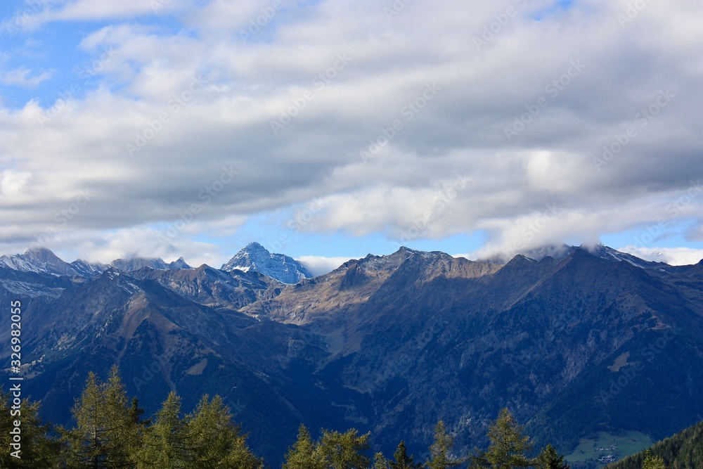 mountains and clouds