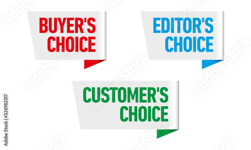 Set of three vector badges - editors choice, customers choice, buyers choice