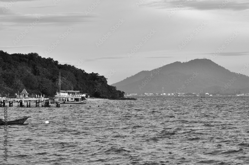 Black and white images of sunrise views on Koh Samet Black and white images of sunrise views on Koh Samet