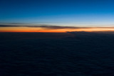 Sunrise in heaven in the early morning. View from the plane.