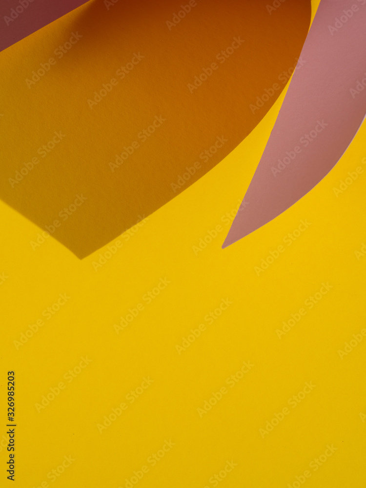 Yellow copy space of abstract paper shapes with shadow Yellow copy space of abstract paper shapes with shadow