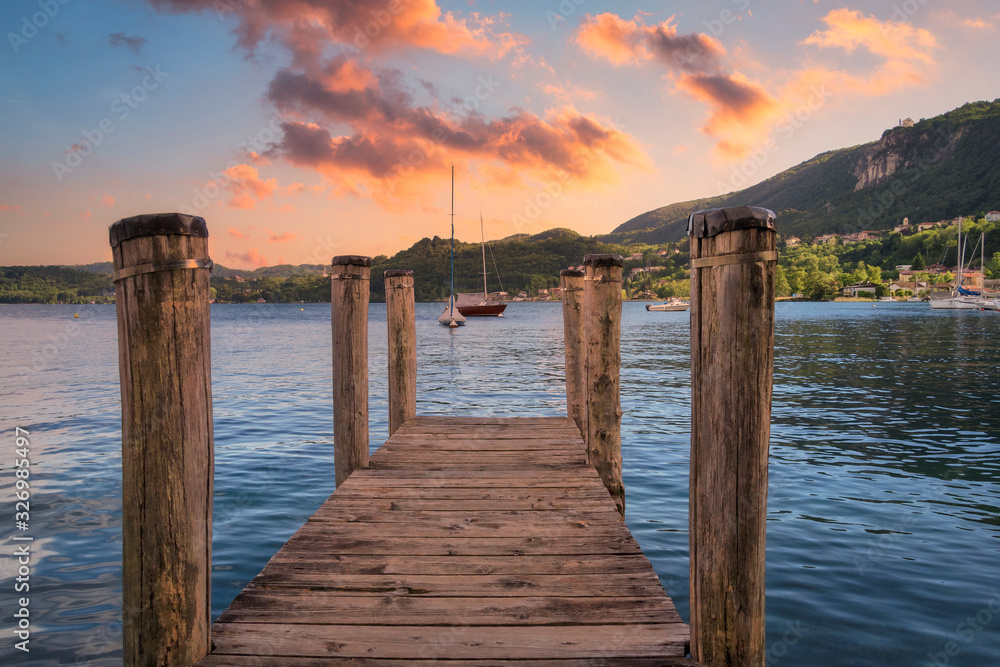 Wooden jetty on the lake