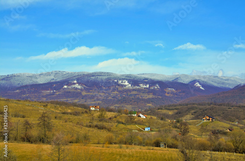 landscape in a mountain area in late winter