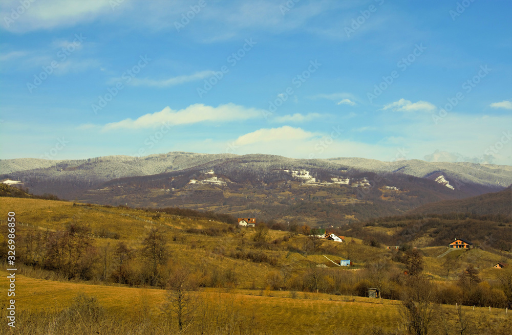 Fototapeta premium landscape in a mountain area in late winter