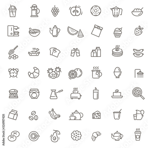 Vector outline breakfast flat icons