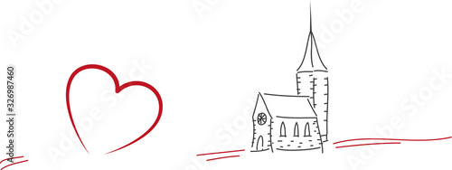 Einladung zur Konfirmation, Firmung, Familienfeier, Kleine Kirche mit Herz, Kirchgemeinde, Gottesdienst, christlicher Glaube an Gott leben, beten und Einsamkeit meiden