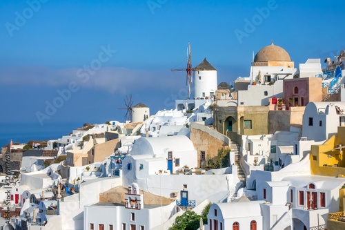 White Houses and Windmills on a Mountainside