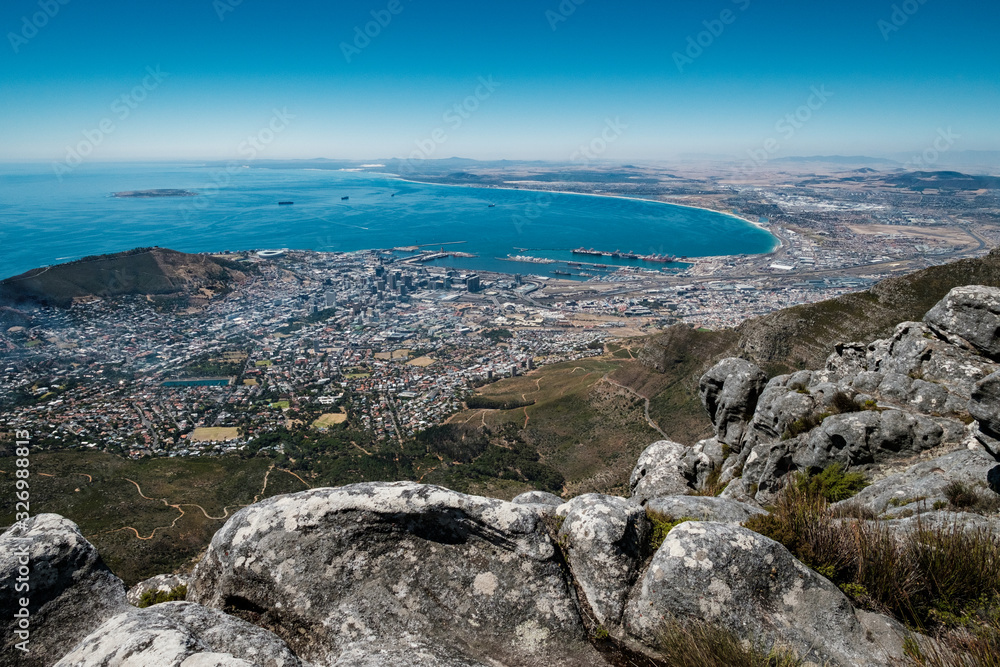 View on Capetown from the top of table mountain