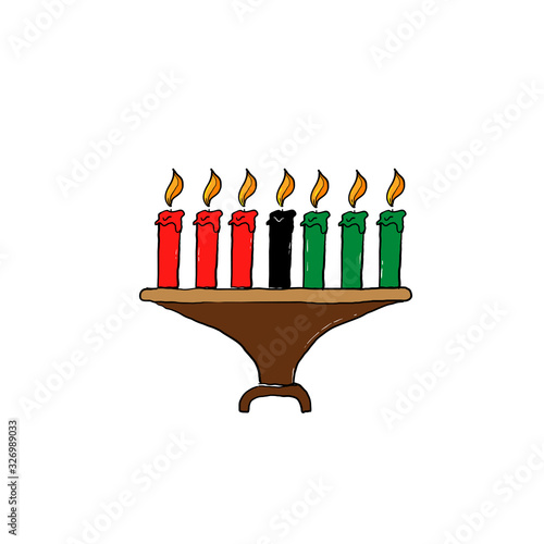 hand drawn candle light illustration symbol for kwanzaa celebration doodle style