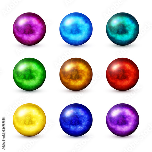 Set of nine multicolor magic balls