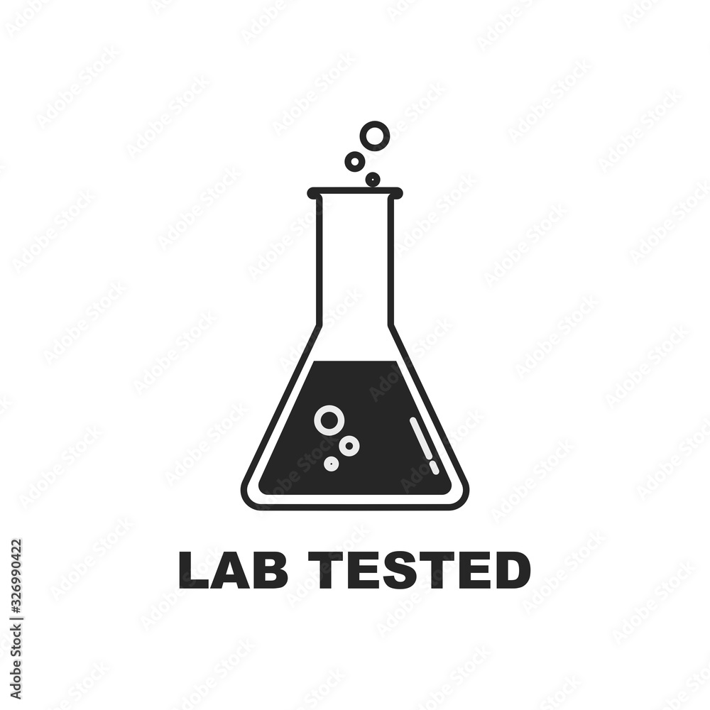 Lab Tested icon. Flat style. Isolated on white background. Lab Tested icon. Flat style. Isolated on white background.
