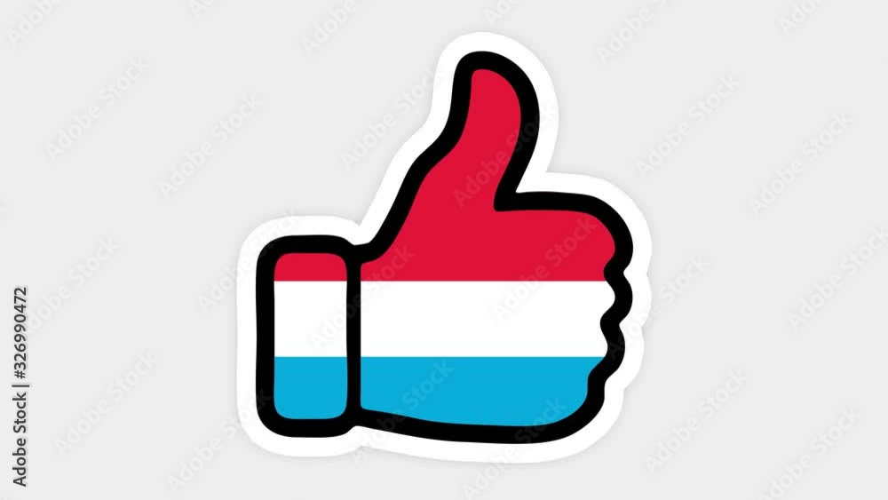 Drawing, animation is in form of like, heart, chat, thumb up with the image of Luxembourg flag . White background Drawing, animation is in form of like, heart, chat, thumb up with the image of Luxembourg flag . White background