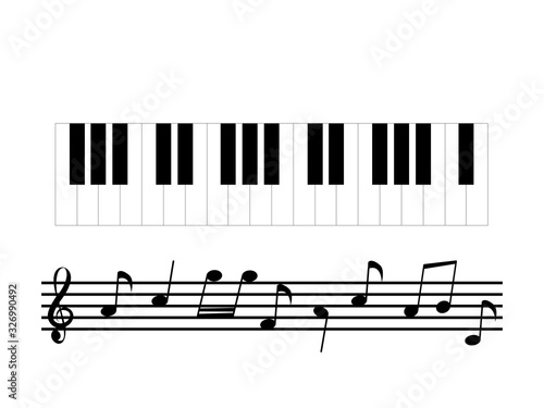 Magnificent simple design of piano keys with different musical notes