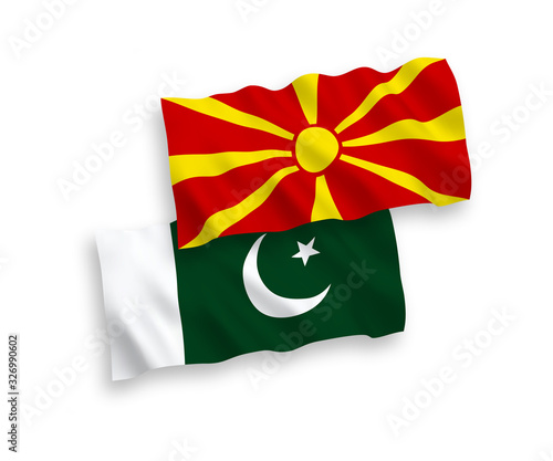 Flags of Pakistan and North Macedonia on a white background