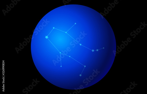 12星座の青のアイコン：ベクターイラスト：双子座