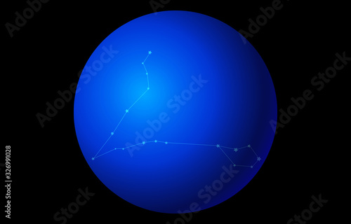 12星座の青のアイコン：ベクターイラスト：魚座