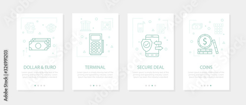 Vector four vertical banners - banking and financial - dollar, terminal