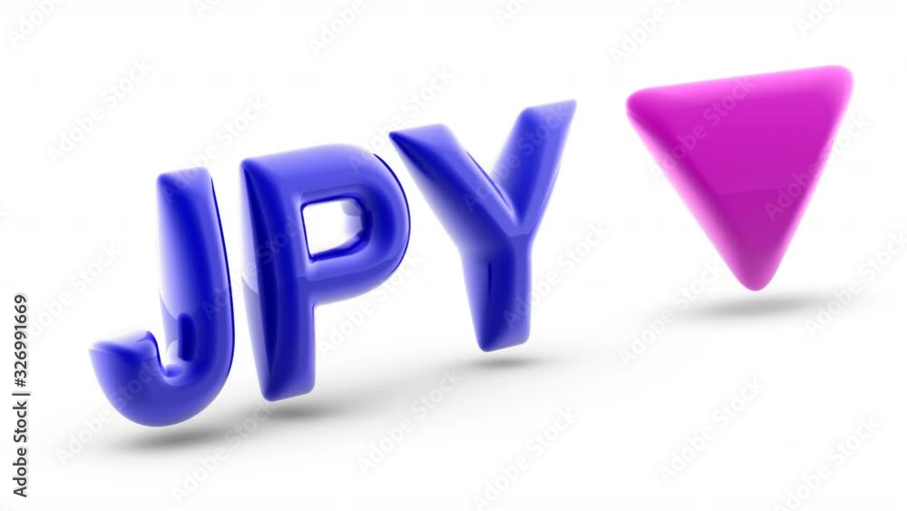 Japanese yen sign in white background. Index down. 3D Illustration. Japanese yen sign in white background. Index down. 3D Illustration.