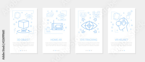 Vector four vertical mobile banners of virtual reality - 01