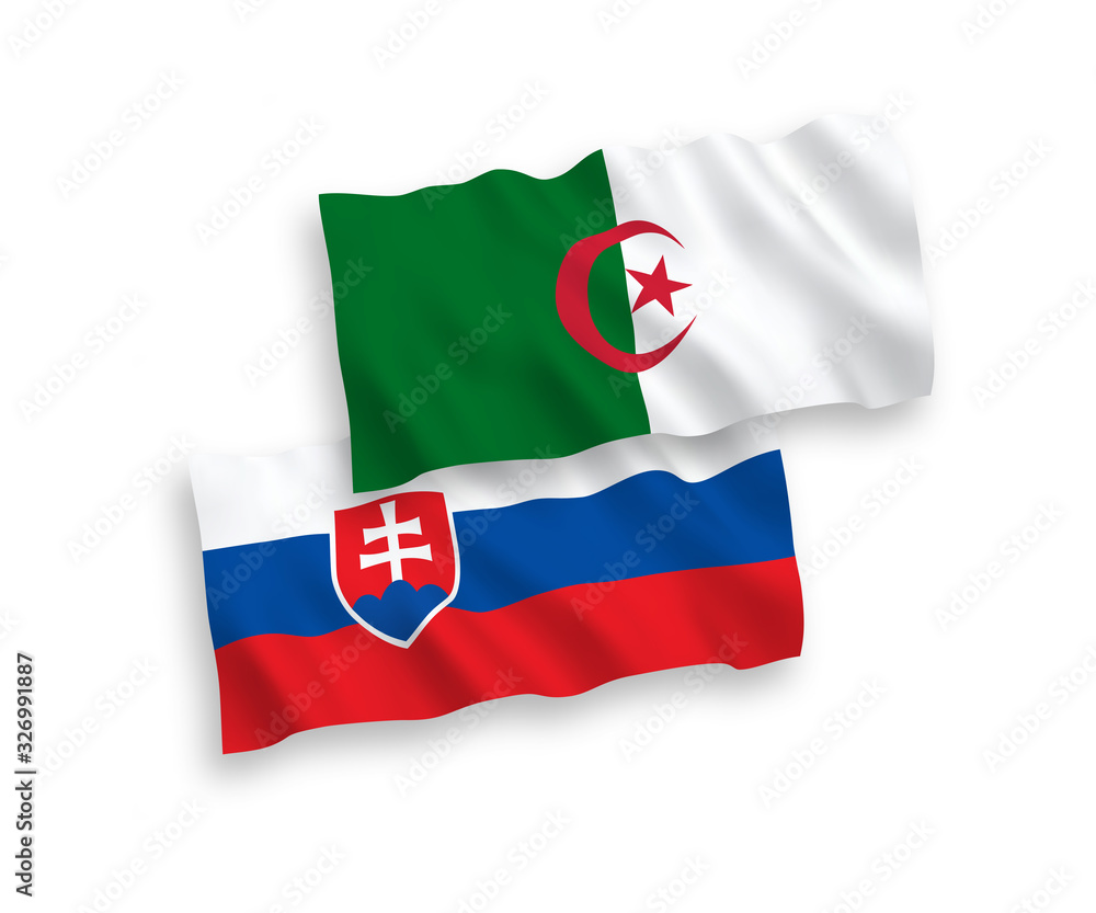 Flags of Slovakia and Algeria on a white background Flags of Slovakia and Algeria on a white background