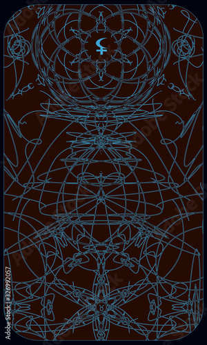 Tarot cards back design, back side. Lilith, Taurus