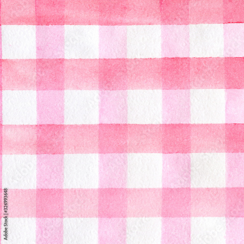 Watercolor stripe plaid pattern. Pink splash colourful watercolor hand drawn paper texture background business card