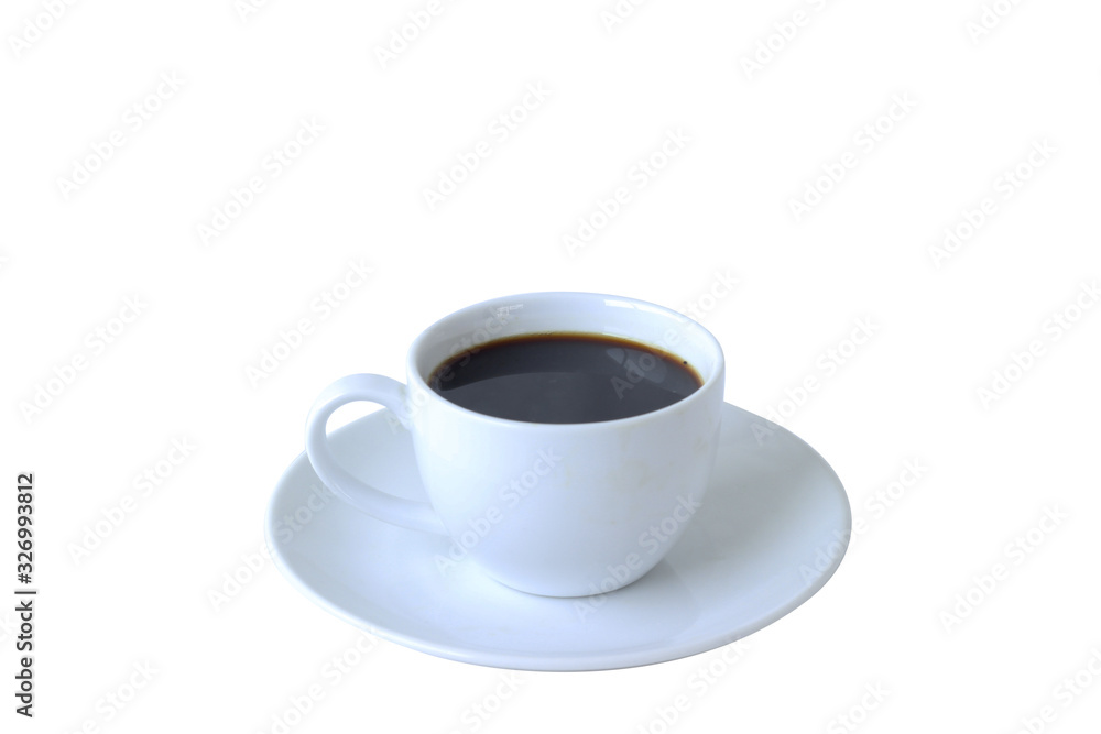 Isolate di cuted hot coffee in white ceramic mug cup on white background Isolate di cuted hot coffee in white ceramic mug cup on white background