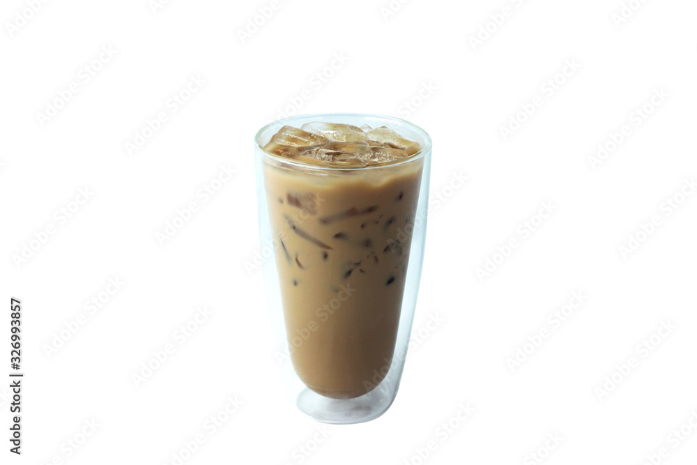 Isolate Iced coffee in glass on white background Isolate Iced coffee in glass on white background