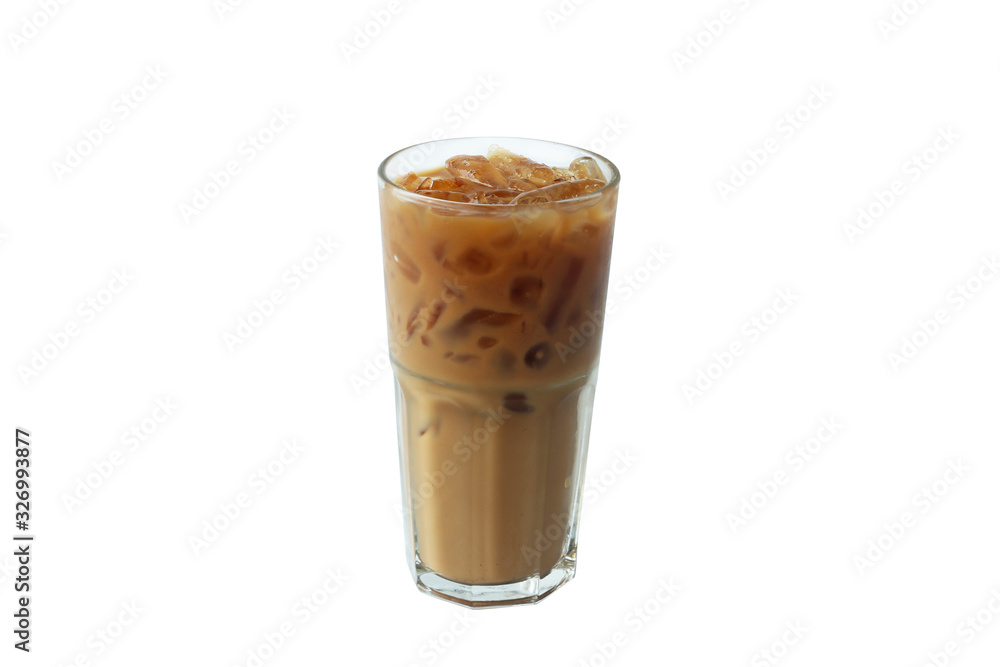 Isolate Iced coffee in glass on white background Isolate Iced coffee in glass on white background