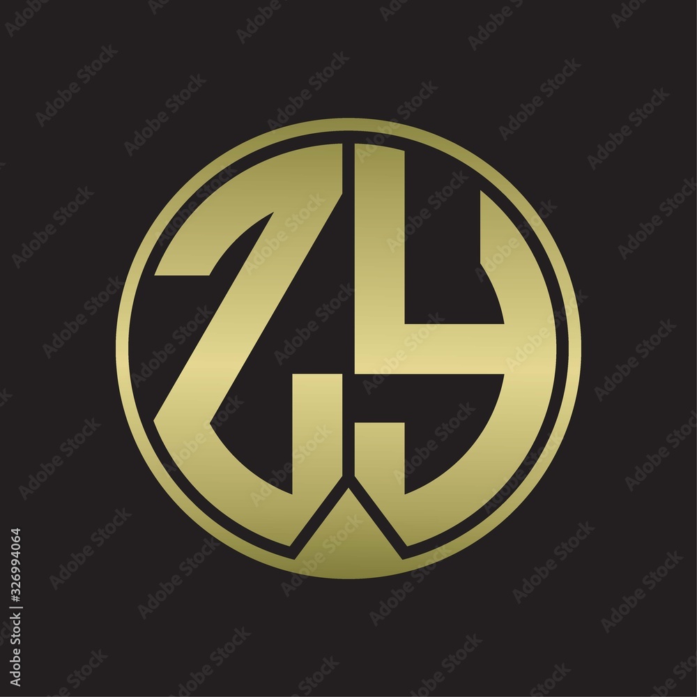 ZY Logo monogram circle with piece ribbon style on gold colors ZY Logo monogram circle with piece ribbon style on gold colors