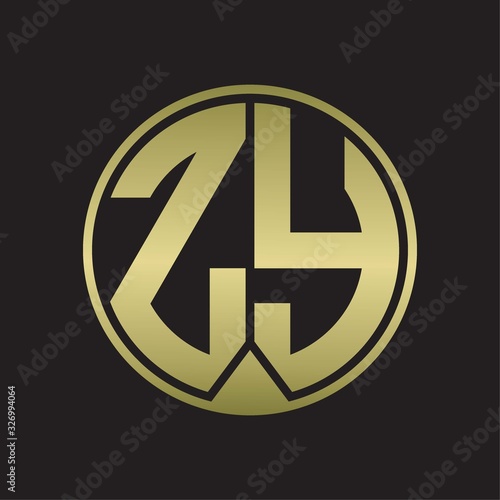 ZY Logo monogram circle with piece ribbon style on gold colors
