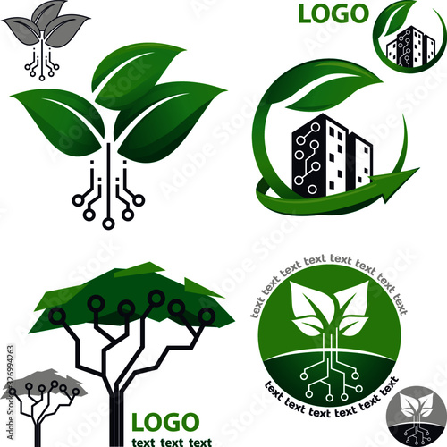 ecological city house logo tree