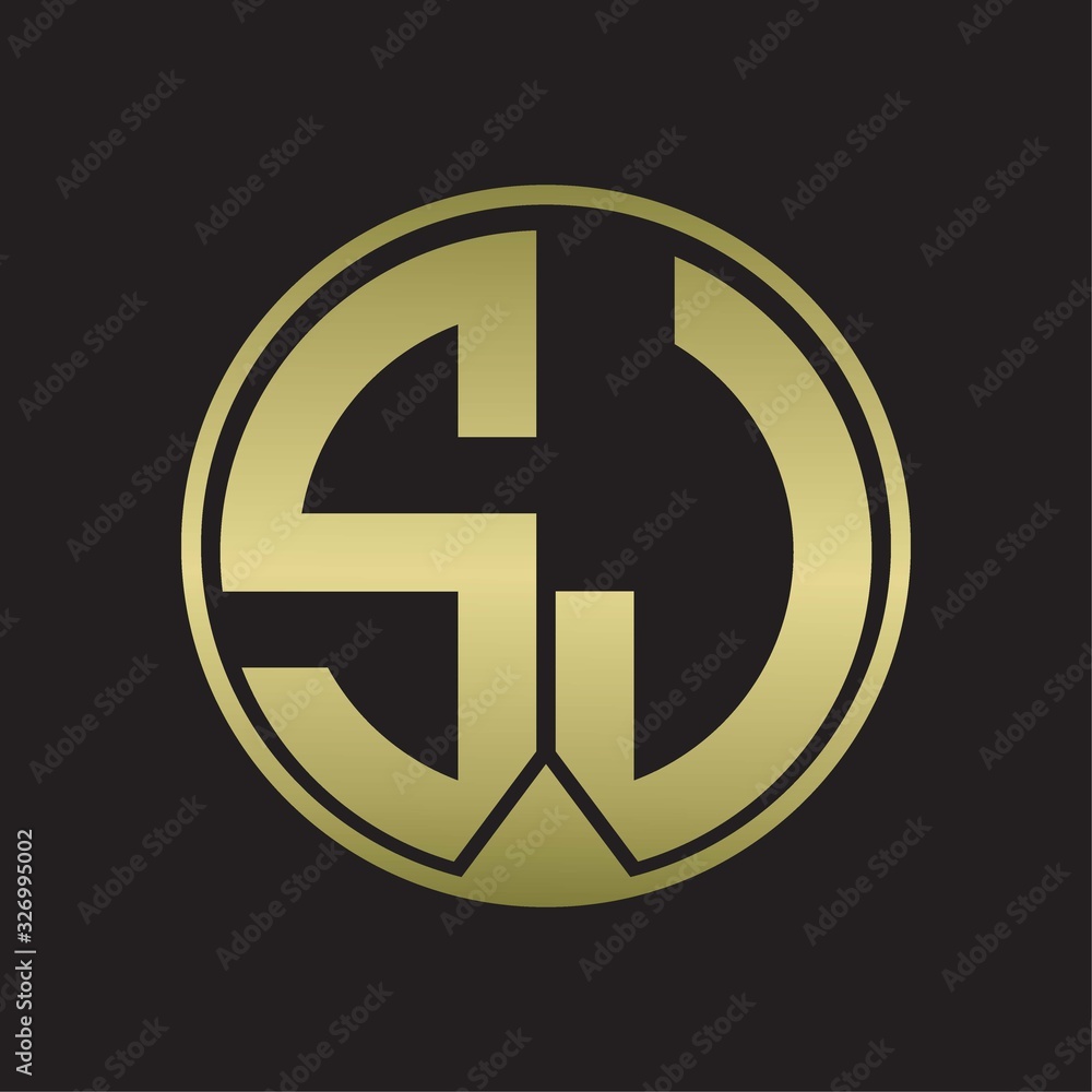 SJ Logo monogram circle with piece ribbon style on gold colors SJ Logo monogram circle with piece ribbon style on gold colors