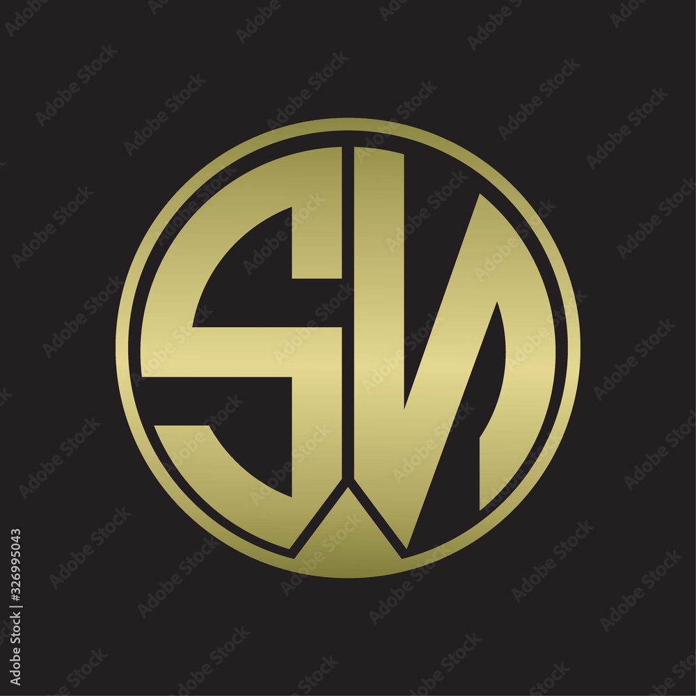 SN Logo monogram circle with piece ribbon style on gold colors SN Logo monogram circle with piece ribbon style on gold colors