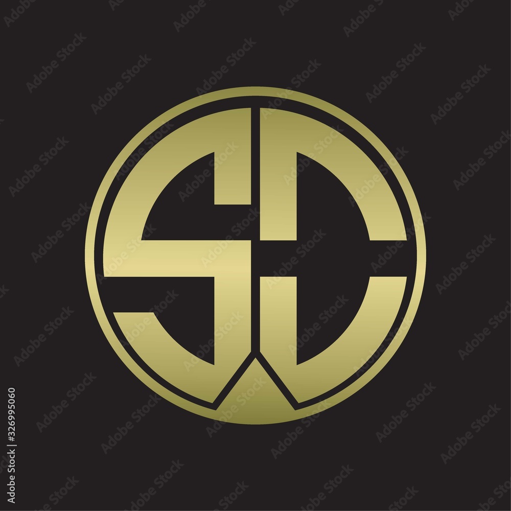 SO Logo monogram circle with piece ribbon style on gold colors SO Logo monogram circle with piece ribbon style on gold colors