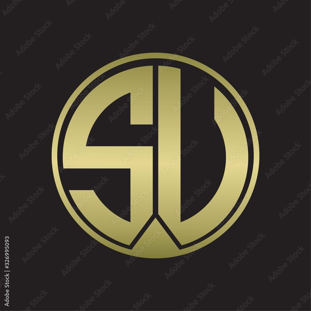 SU Logo monogram circle with piece ribbon style on gold colors SU Logo monogram circle with piece ribbon style on gold colors